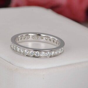 Certified All Moissanite Full Eternity Ring 925 Sterling Silver
